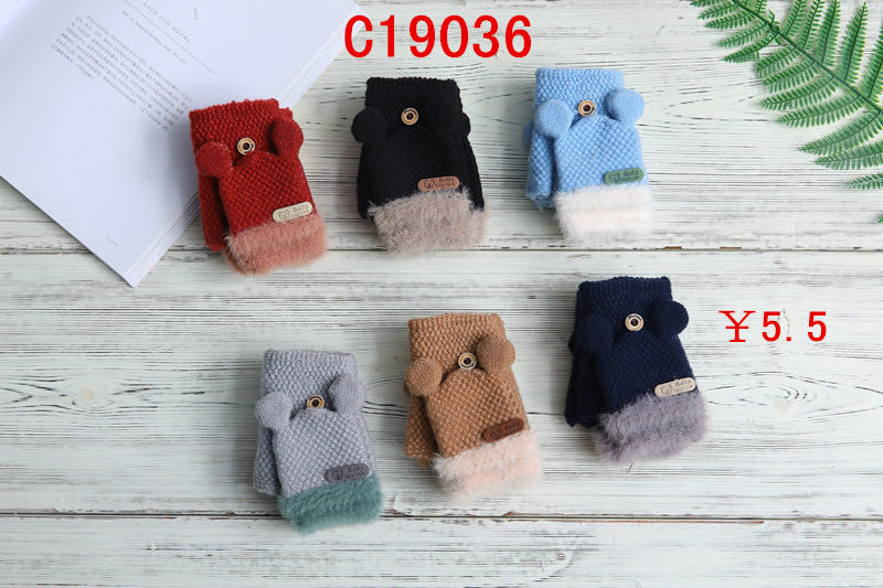 New Wheat Point Knitted Gloves For Women Autumn Winter Ins Cute Warm Thin Wool Five-Finger Tide Gloves C19036