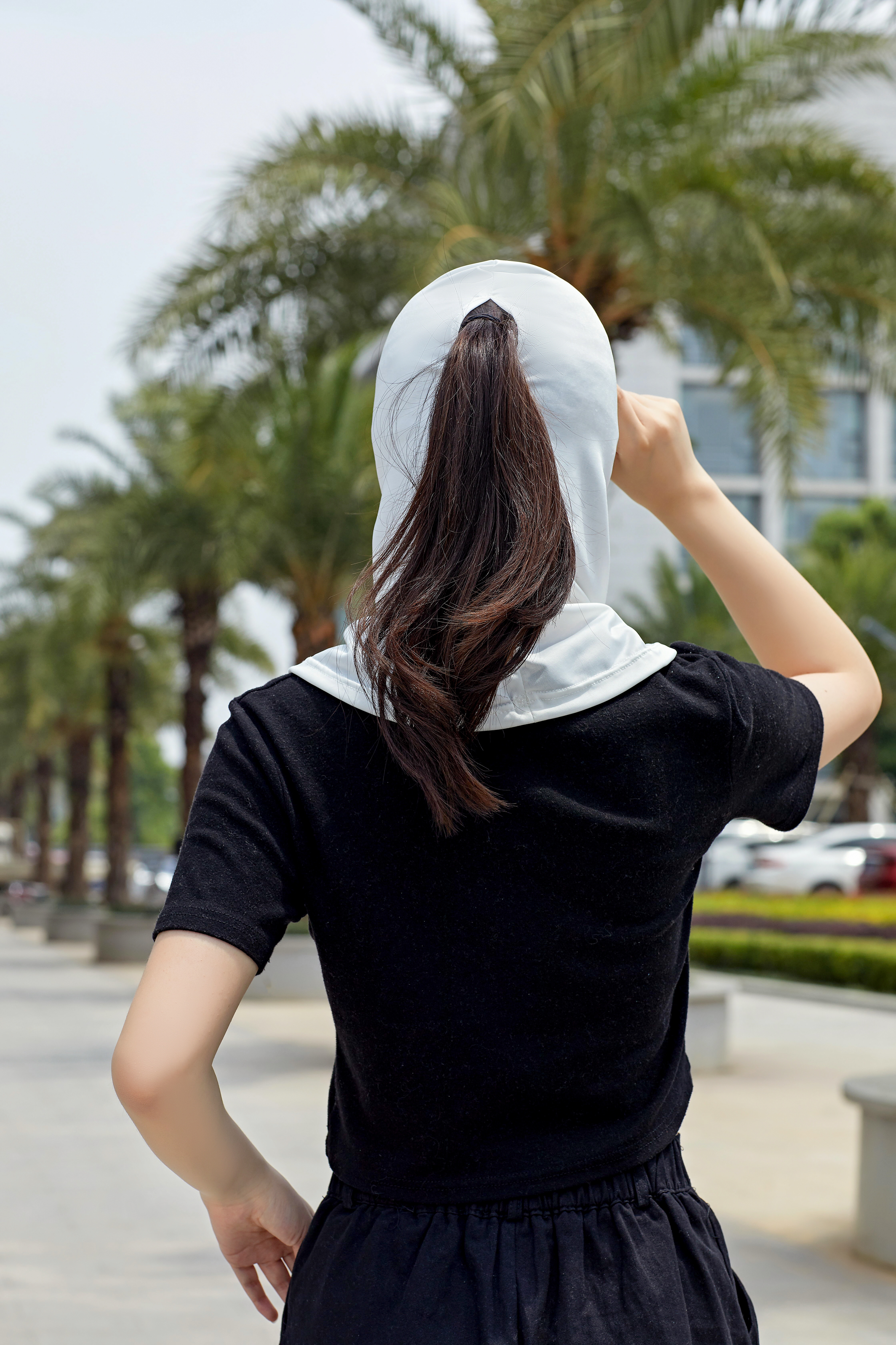 厂家直销防晒面纱帽口罩一体女防紫外线全脸冰丝遮阳脸颈透气面罩详情图8