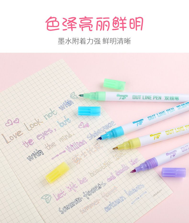 GN153-12 color metallic marker pens, DIY drawing pens, water-based dreamy double-line pens, and colored highlighters are all available pic 9