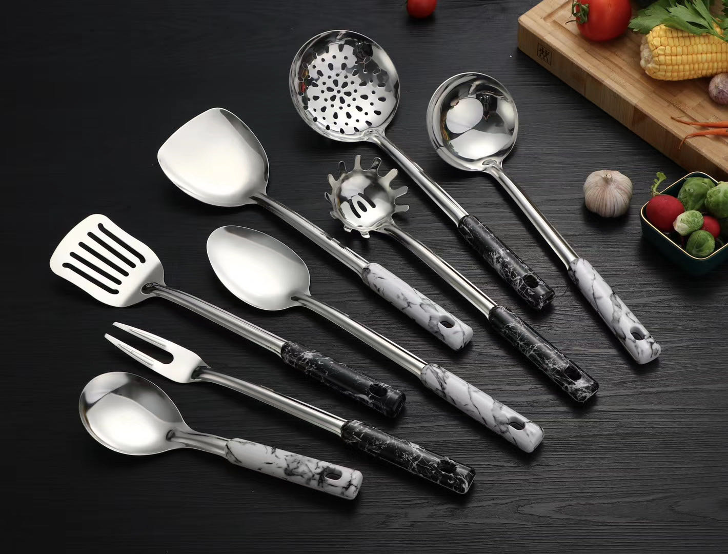 1.5厘大理石柄  铲 漏铲 长饭勺   短饭勺 汤勺  12漏