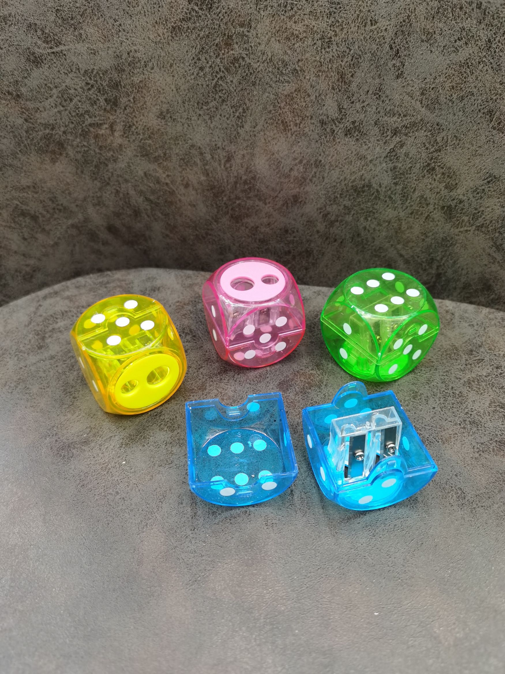 Dice pencil sharpener with transparent design, double holes, creative large and small hole pencil sharpener, student office stationery, manual pencil sharpener detail image 5
