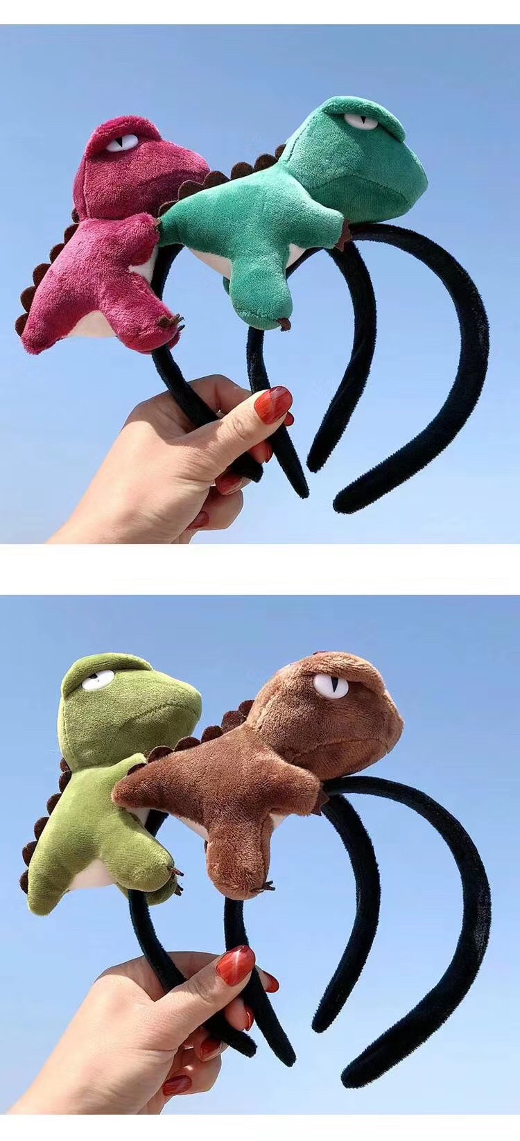 恐龙头扣 恐龙卡通毛绒头扣发箍头箍头饰饰品配饰恐龙挂件皮圈头扣玩具头扣儿童详情图10