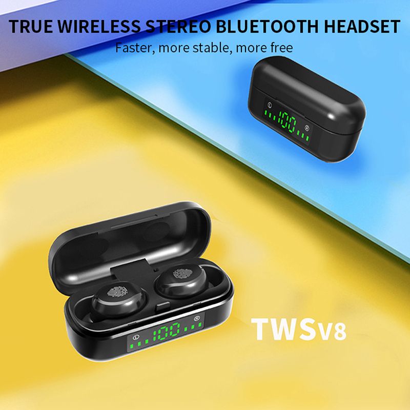 YEXIN 新款V8无线蓝牙触摸耳机双耳跨境TWS电量显示5.0运动耳机详情图2