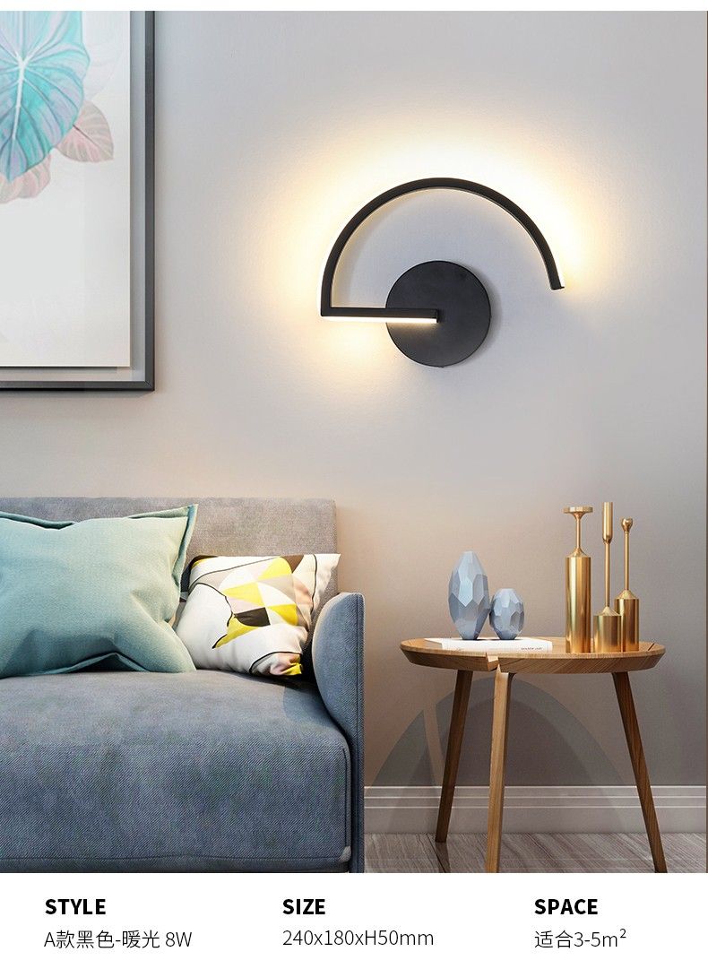 New ironwork design modern style wall lamp, simple design type A black wall lamp detail image 1