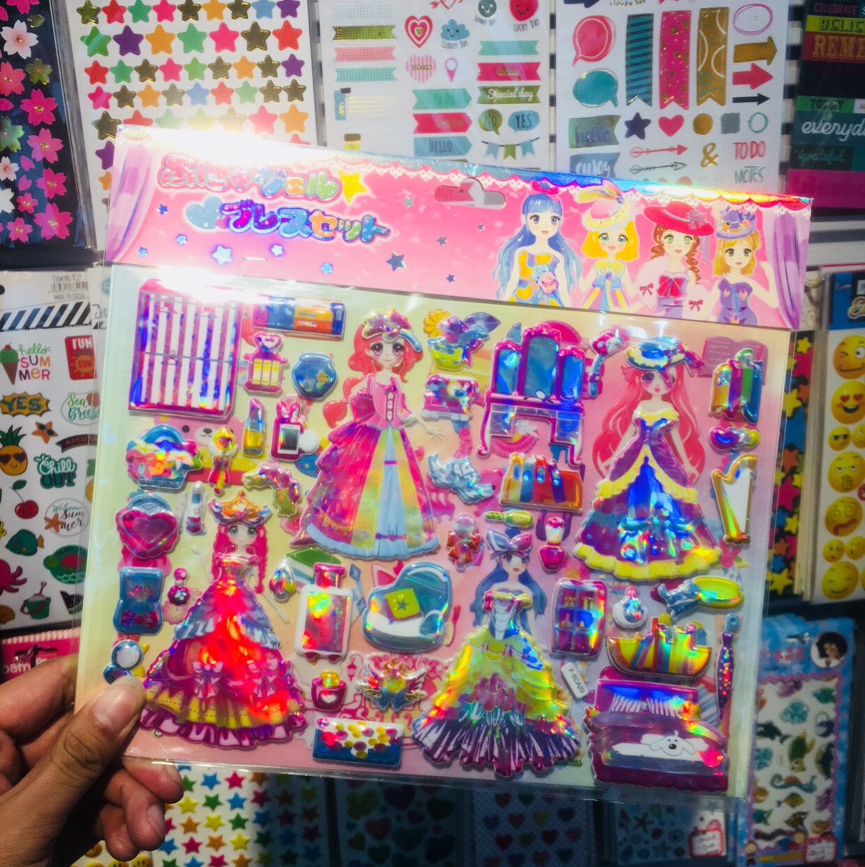 Double pop-up sticker Cartoon Princess Bubble sticker Girl Paste paper change dress sticker 9