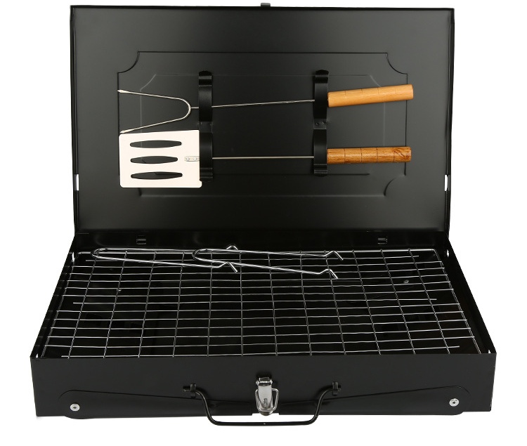 厂家直销便携箱式烧烤炉折叠户外木炭BBQ烧烤架带烤箱烤网方格烤网取暖多功能详情图6