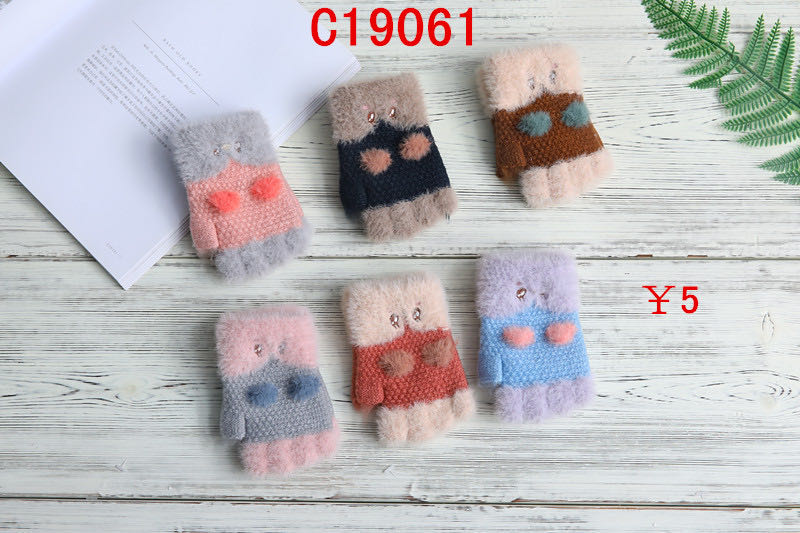 New Wheat Point Knitted Gloves For Women Autumn Winter Ins Cute Warm Thin Wool Five-Finger Tide Gloves C19061