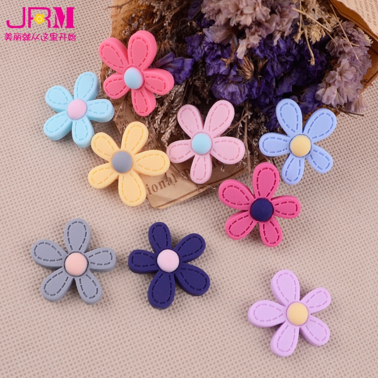 Jingrimei middle number of manual DIY accessories resin accessories scrub rubber paint five flower children hair accessories materials