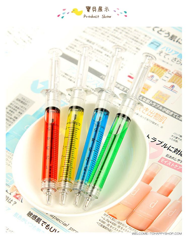 Corea adorable papelería creativa aguja jeringa publicidad personalizada aguja cilindro bolígrafo estudiante oficina firma bolígrafo pic 4