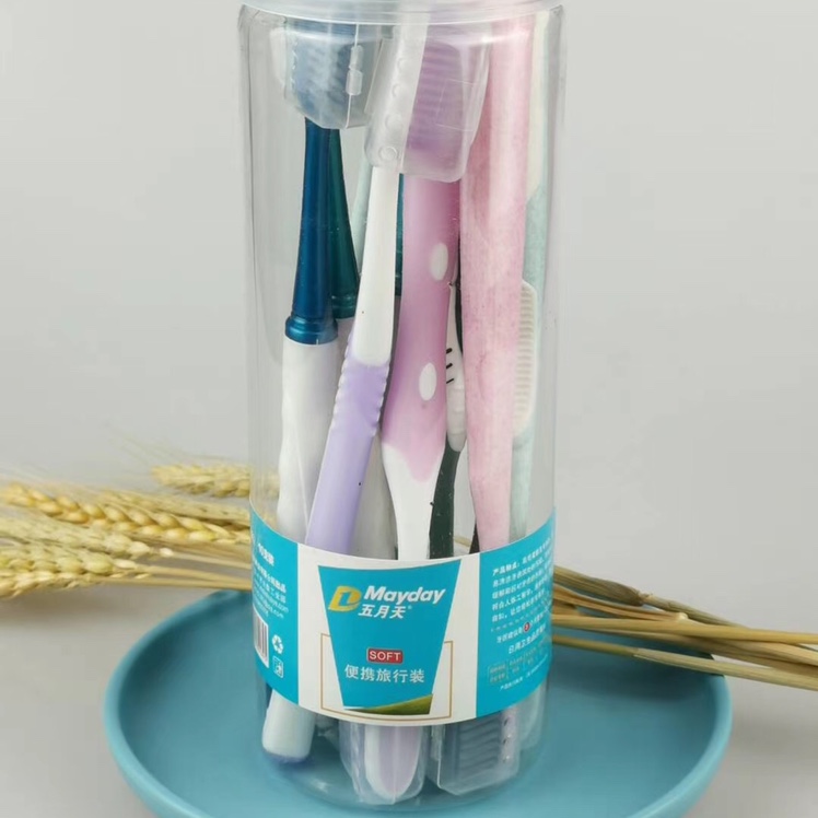 Ten canned toothbrushes