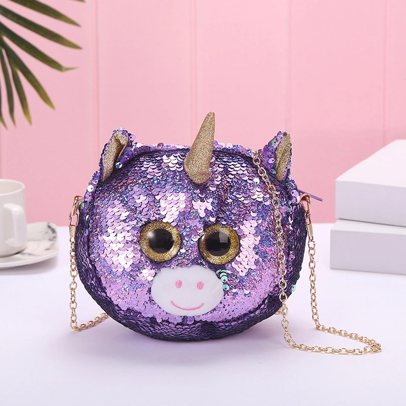 New Casual Mermaid Sequins Unicorn Unicorn Big Eyes Shoulder Crossbody Bag For Kids Schoolgirls undefined
