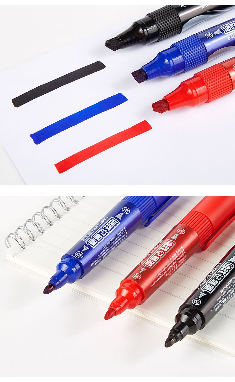 The Bok marker pen MP212 is a black, blue and red double-headed large-tipped pen that can be refilled with ink detail image 11