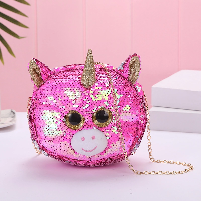 New Casual Mermaid Sequins Unicorn Unicorn Big Eyes Shoulder Crossbody Bag For Kids Schoolgirls details Picture
