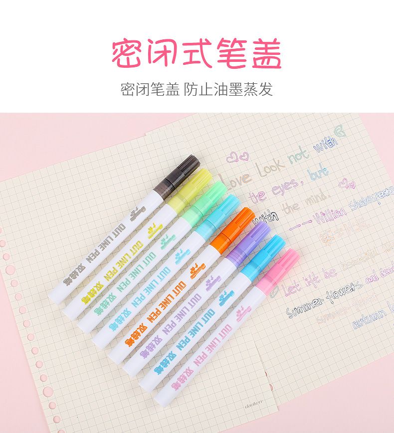 GN153-12 color metallic marker pens, DIY drawing pens, water-based dreamy double-line pens, and colored highlighters are all available pic 12