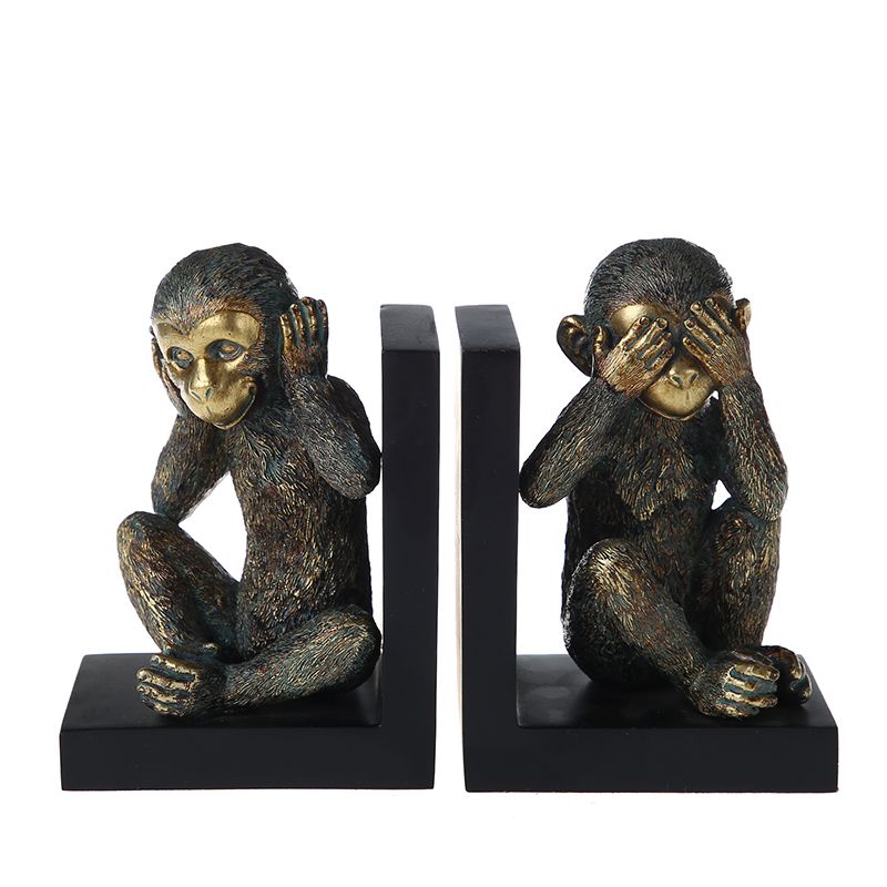Black monkey does not listen to do not say modelling book relies on desk to receive desk adornment resin handicraft book relies on thumbnail