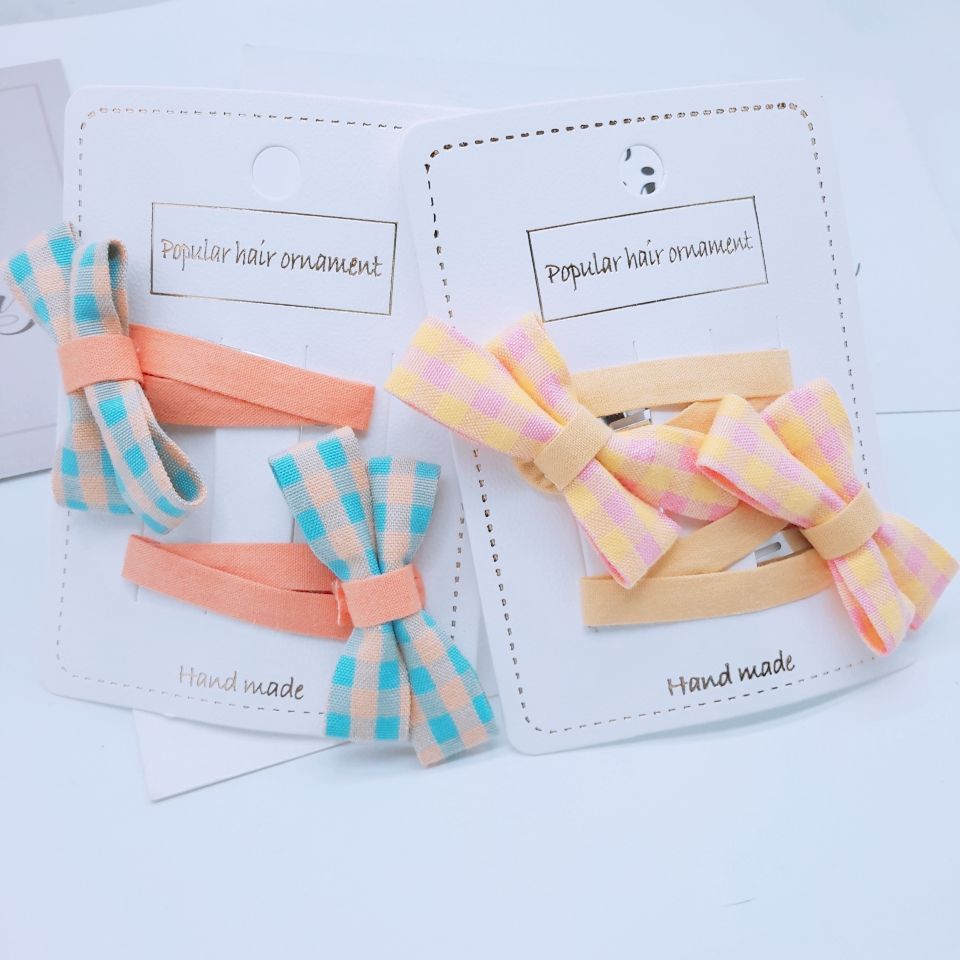 New children's BB clip matching set Hair accessories School style matching plaid bow for girls parent-child hair clip details Picture