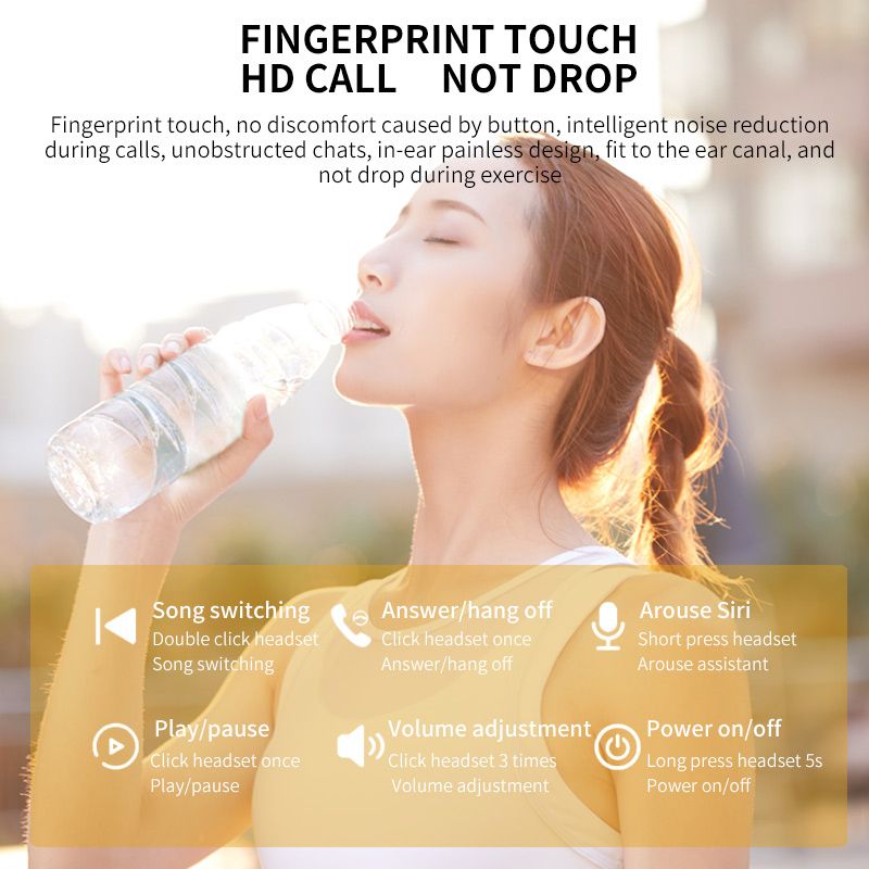 YEXIN 新款V8无线蓝牙触摸耳机双耳跨境TWS电量显示5.0运动耳机详情图10