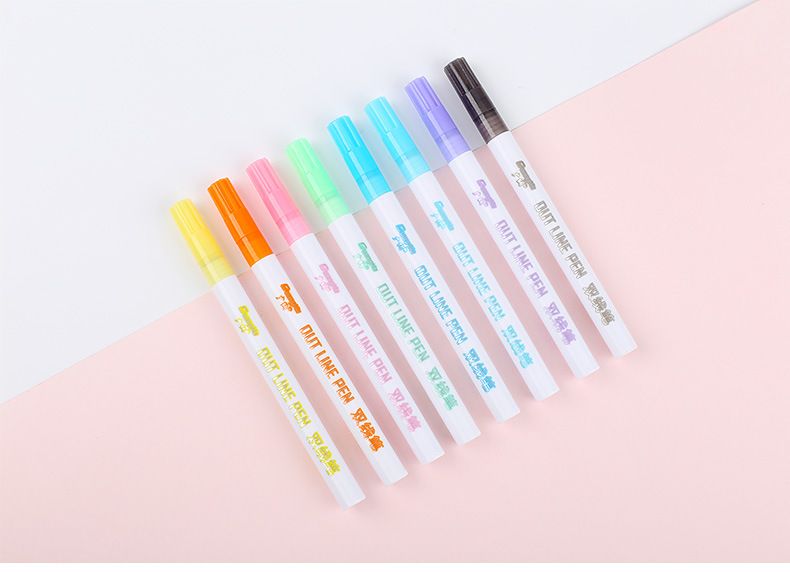 GN153-12 color metallic marker pens, DIY drawing pens, water-based dreamy double-line pens, and colored highlighters are all available pic 15