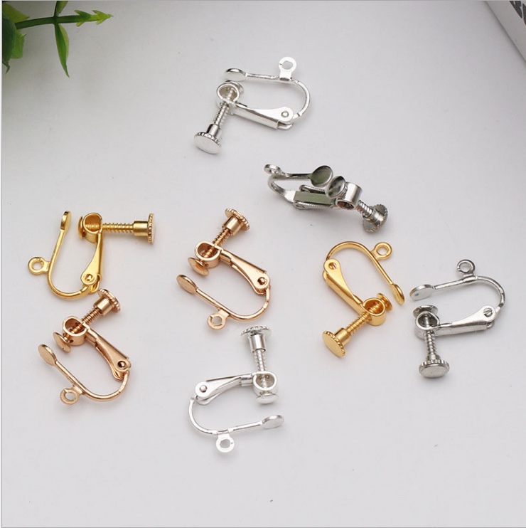 diy耳环配件 U形螺旋耳夹 螺丝耳环 铜质无耳洞耳夹批发 毛胚 无电镀