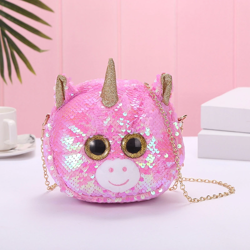 New Casual Mermaid Sequins Unicorn Unicorn Big Eyes Shoulder Crossbody Bag For Kids Schoolgirls Item Picture