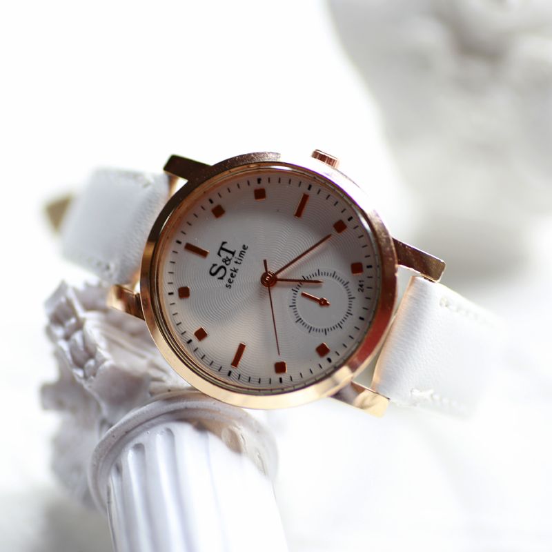【新乐表业】高档手表 女士石英表 皮革表带 新款流行手表