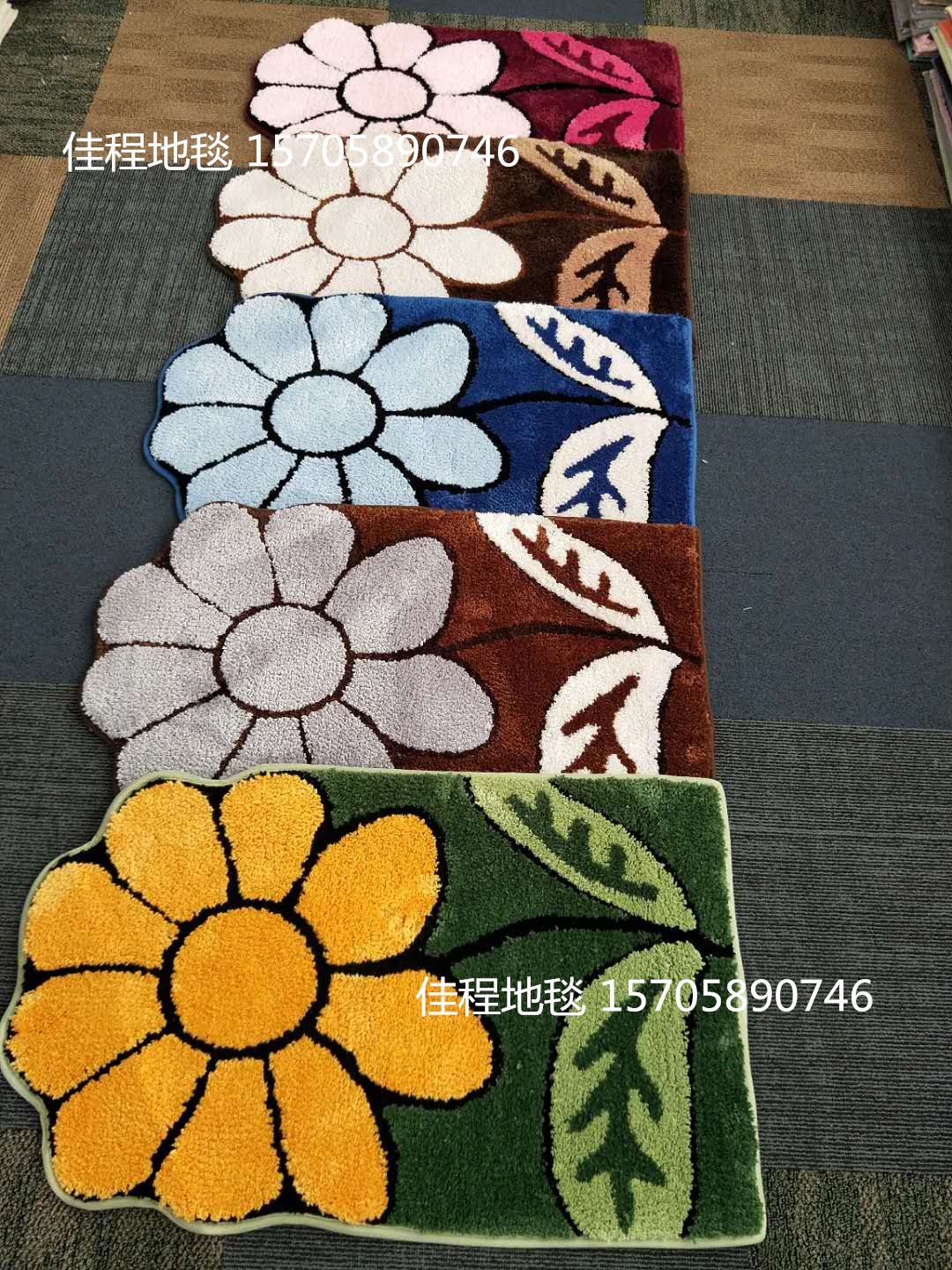 New TPR bottom flocked jacquard floor mat, sunflower foot mat, flower door mat, flocked flower floor mat, flower-shaped mat full figure
