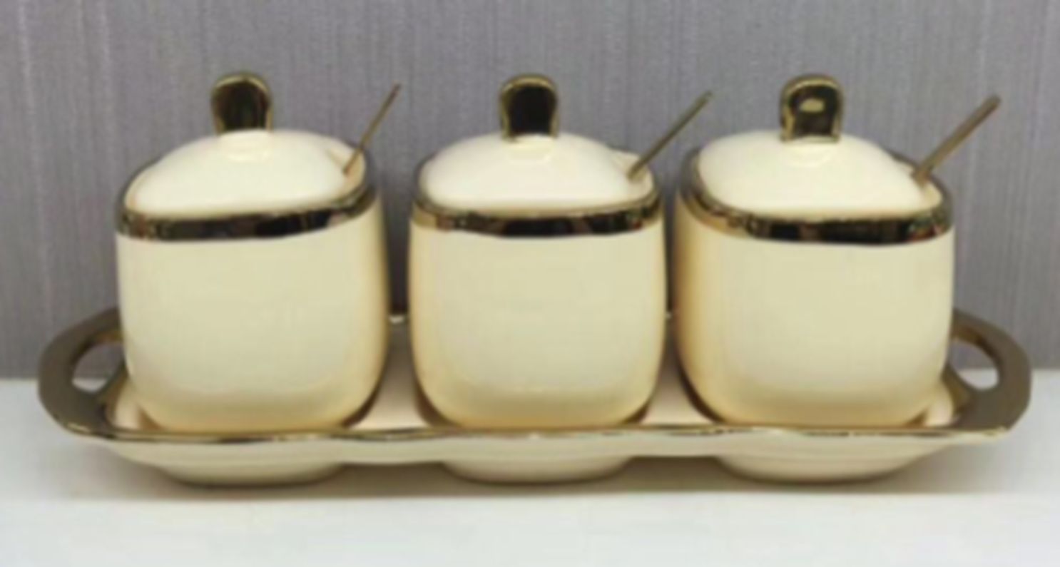Yiwu Selection HC-Q037 Yellow porcelain seasoning tank /65601