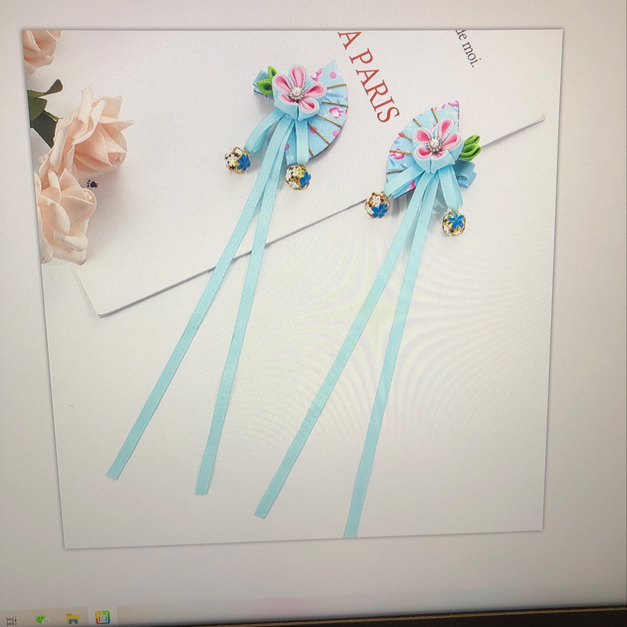 Green Magic Antique Jewelry Series Double Bell Flower Fan Specification drawing