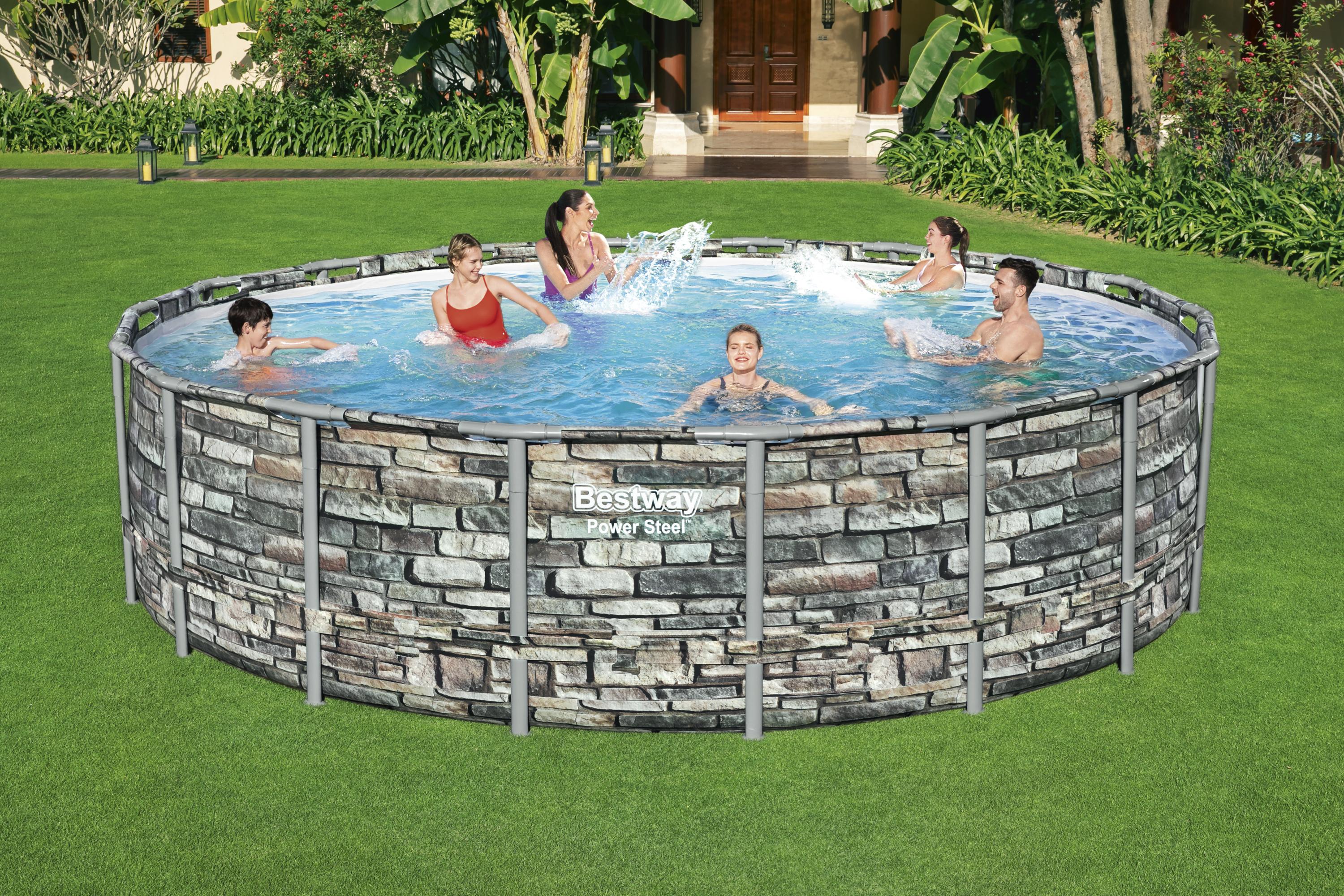 Power Steel™ 18'*52"/5.49m x 1.32m 56886石墙圆形支架水池套装