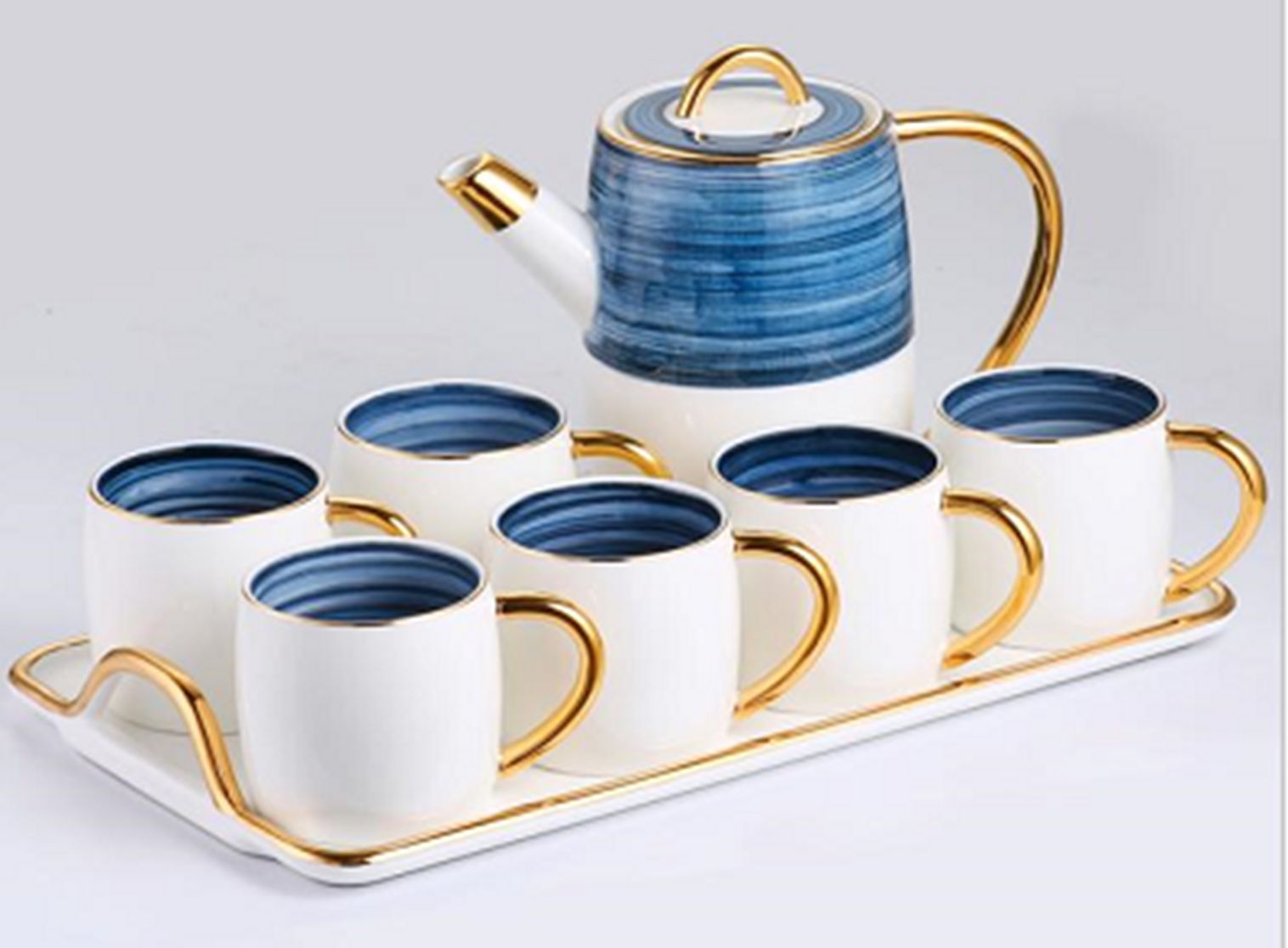 Yiwu Selection 8 head slow time coffee set Mo Hu LAN /65601 full figure