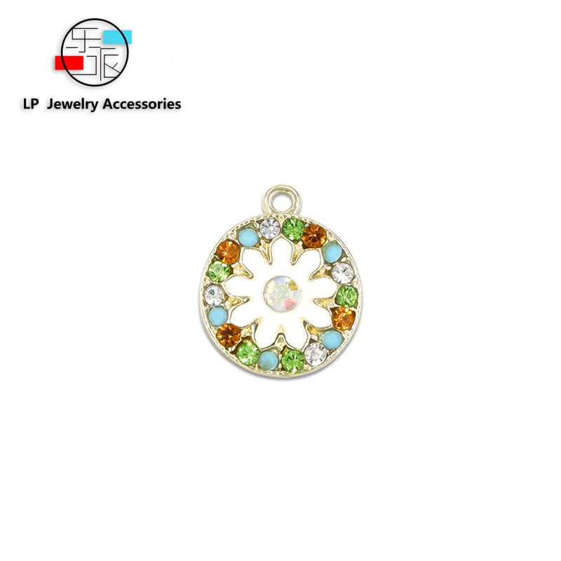 Baroque style retro color diamond drop oil pendant alloy accessories DIY handcrafted earrings pendant material thumbnail