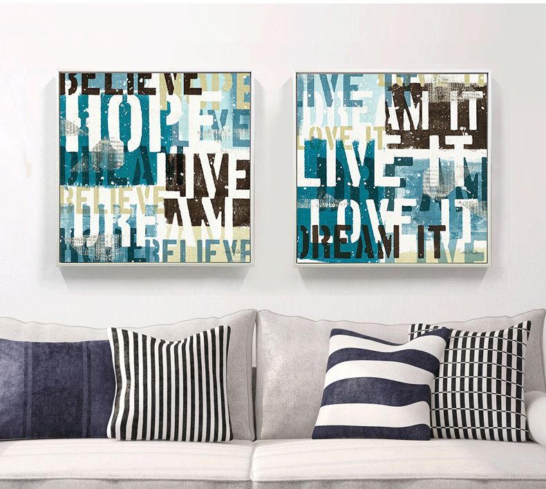 Shengshi American country English letter decorative paintings, living room and dining room modern framed paintings, bedroom sofa background wall paintings detail image 6