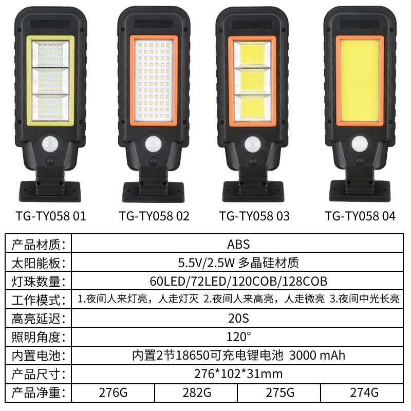 2020新款太阳能灯 户外防水人体感应壁灯 走廊别墅庭院照明路灯