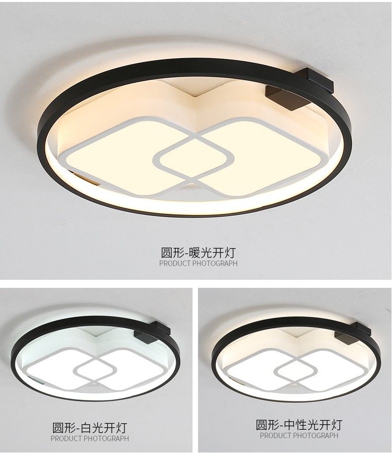 The new antique ironwork + acrylic geometric pattern modern bedroom lamp with stepless dimming circle detail image 3