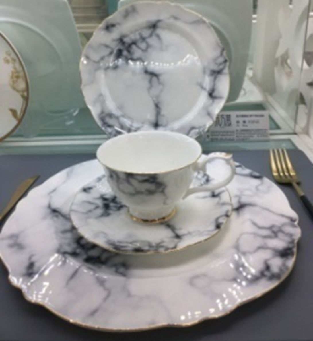 Yiwu Selection gray marble 8-inch flat plate /65601