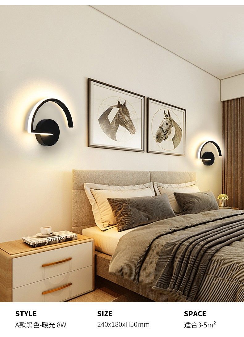 New ironwork design modern style wall lamp, simple design type A black wall lamp detail image 2