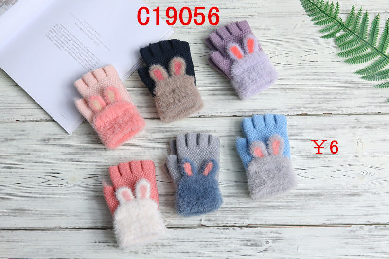 New Wheat Point Knitted Gloves For Women Autumn Winter Ins Cute Warm Thin Wool Five-Finger Tide Gloves C19056