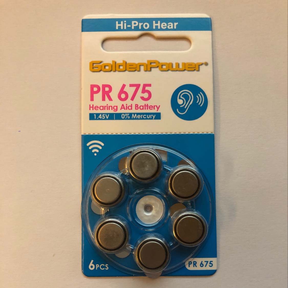 Jinli PR675 hearing aid battery button battery 6 pieces per card