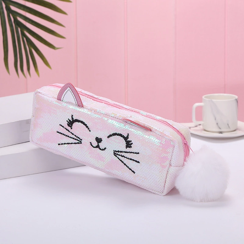 New Mermaid Glitter Unicorn Pen Bag Makeup Bag Student Cat Cartoon Embroidery Kids Bag Application Scenario