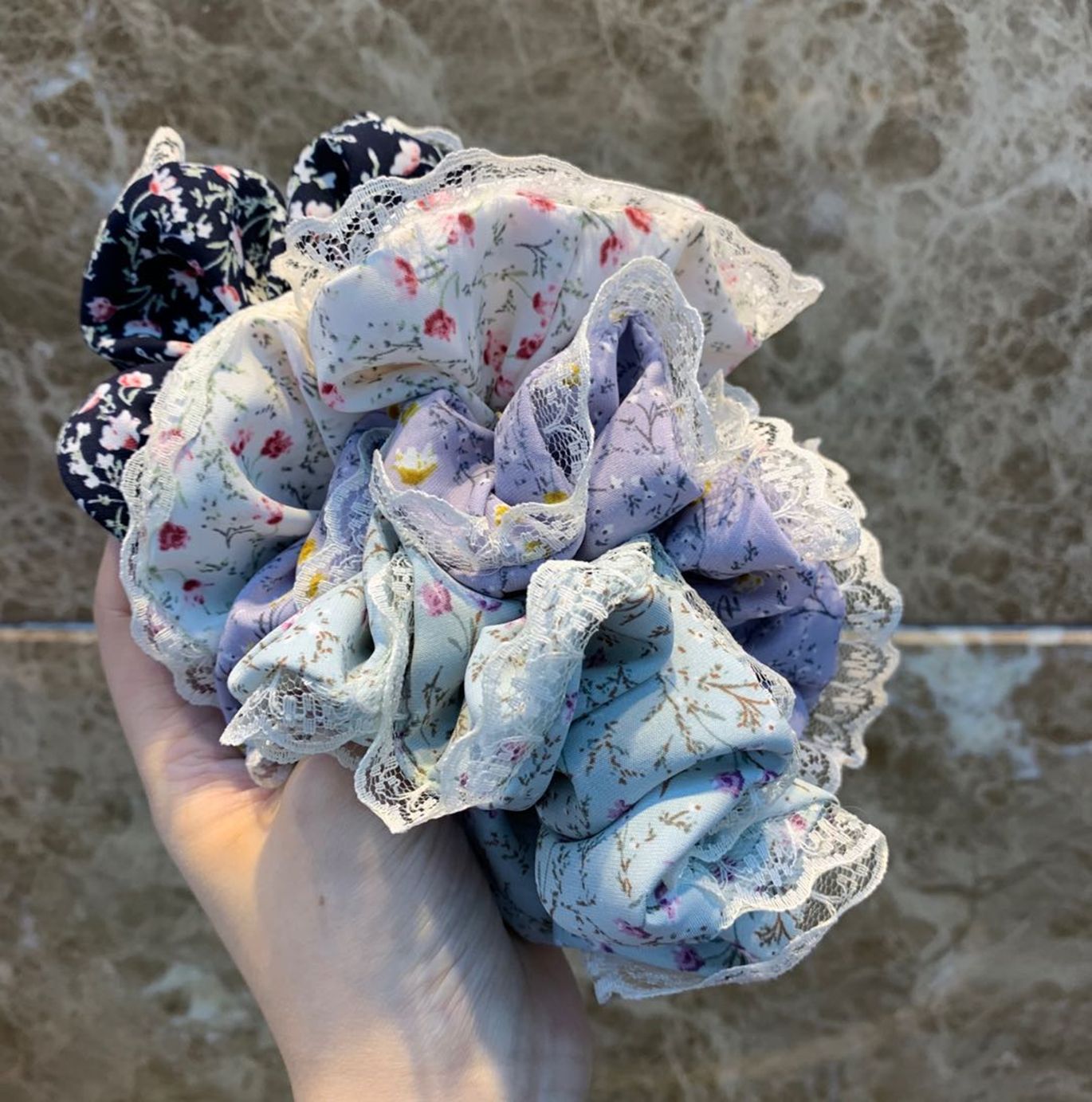 Yiwu Selection small broken flower lace fringe hair ring F46#/103300 full figure