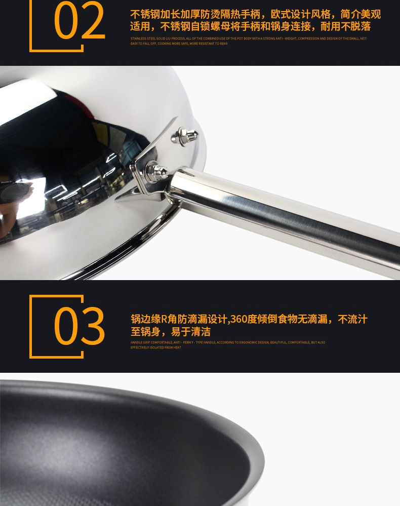 Original imported ERMER stainless steel non-stick honeycomb bottom frying pan from South Korea, 28cm pic 9