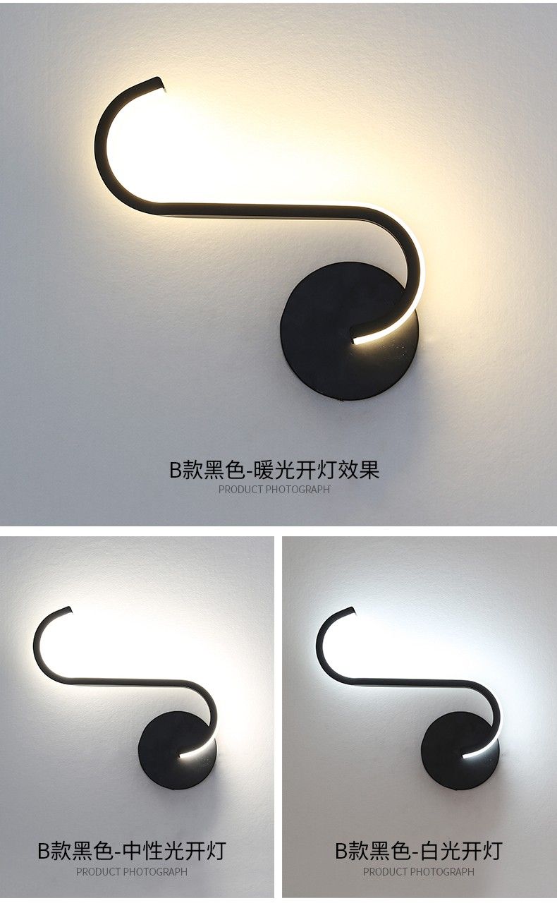 New ironwork design modern style wall lamp, simple design wall lamp B Black detail image 2