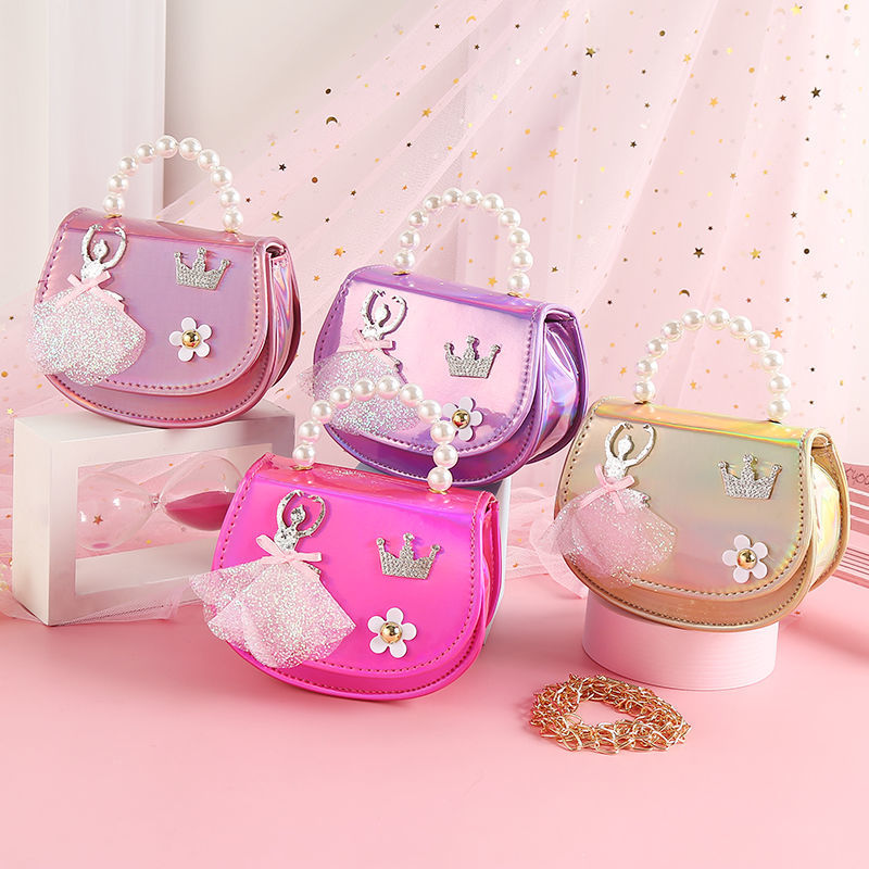 小香风采舞动连衣裙儿童公主手提斜跨两用珍珠两用零钱包 613