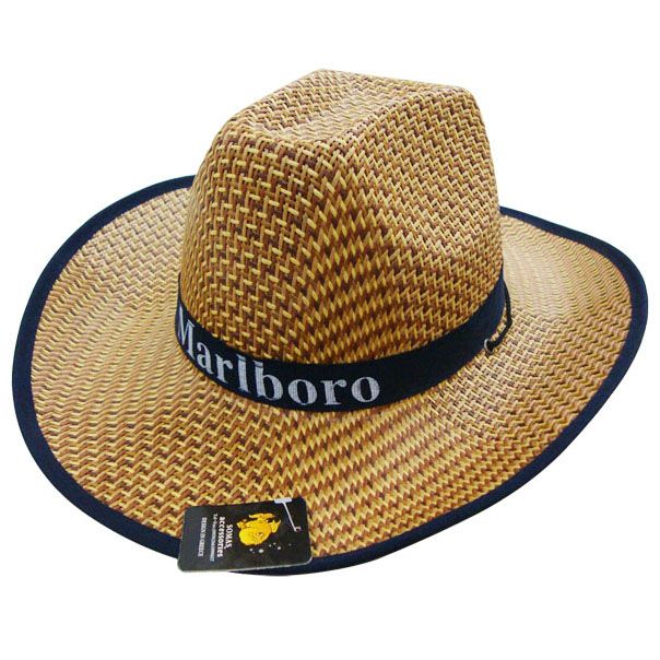 万宝路全国热销男女出游百搭草帽 沙滩遮阳卷边牛仔帽印字可定制