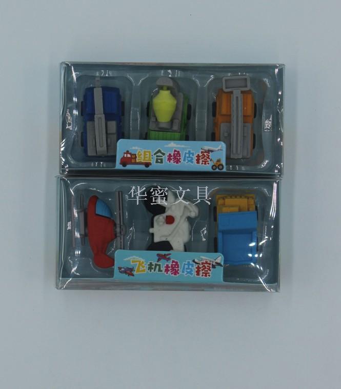 厂家直销创意飞机摩托车拖拉机小汽车铲车套装橡皮擦卡通可爱玩具产品图