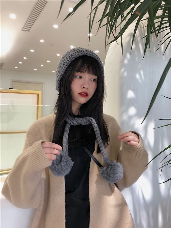 Lovely Ear-Protection Woolen Hat Day Casual Warm Knit Hat Women's Autumn And Winter Lei Feng Hat details Picture