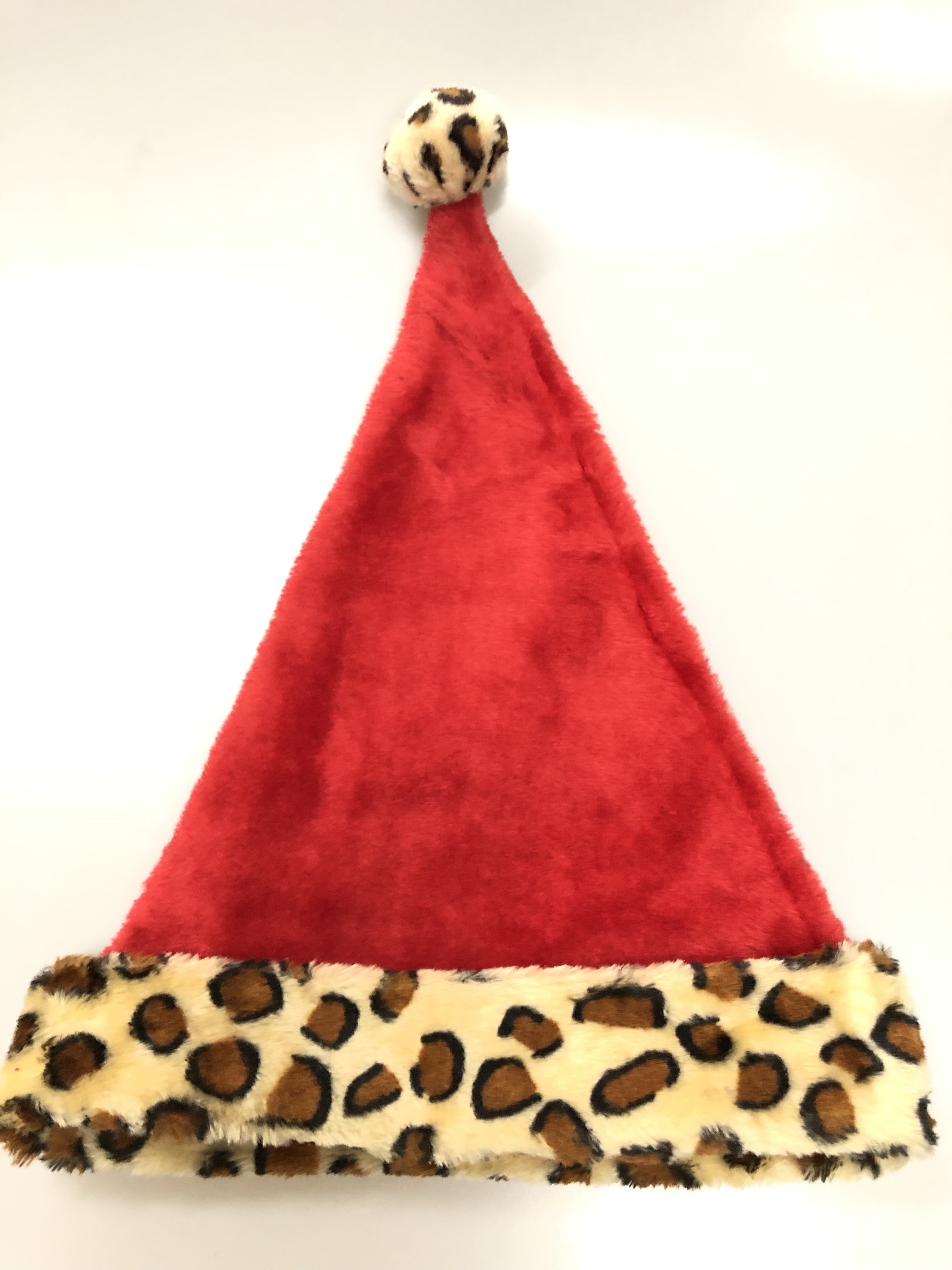 A plush leopard print Christmas hat details Picture