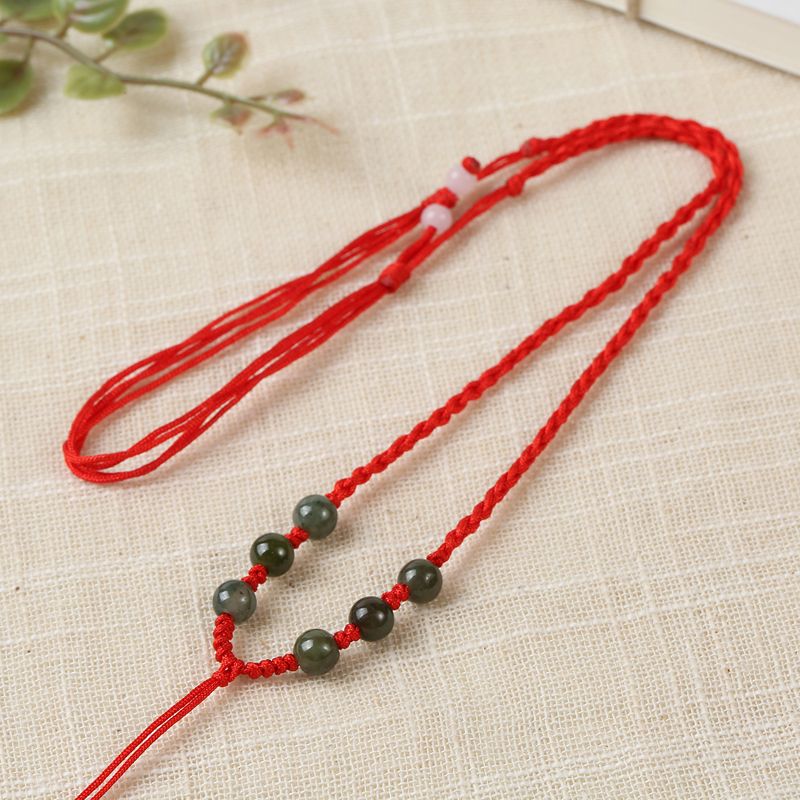 Collar trenzado a mano cuerda arroz verde cuentas jarrón verde para hombre y mujer cuerda ajustable collar detail image 2