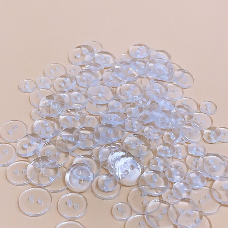 卡卡五金 7099吸塑包装纽扣（透明）1.5cm 透明两眼面包扣详情图2