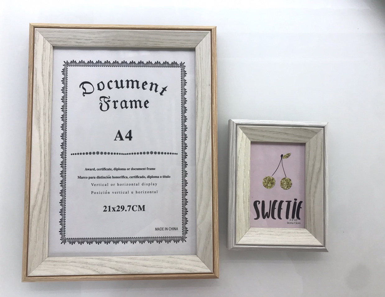 A4证件相框木质 MDF证件框 摆台 挂墙图